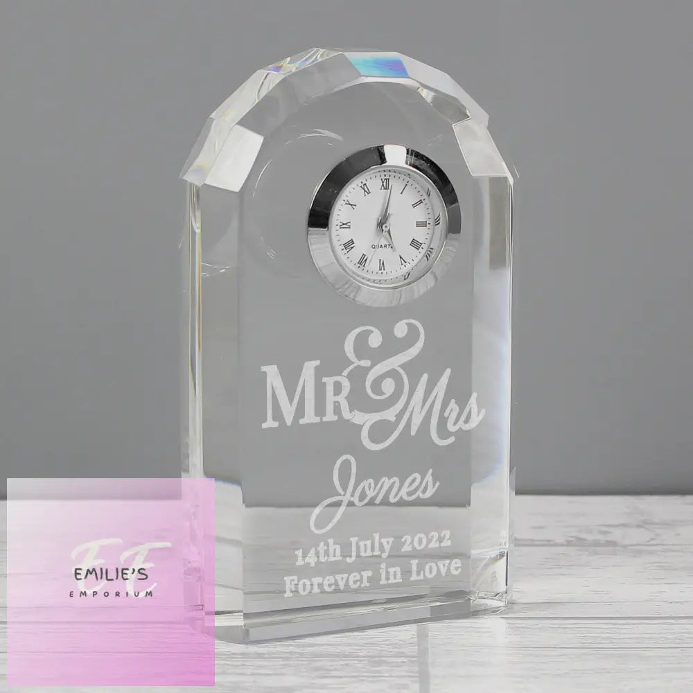 Personalised Mr & Mrs Crystal Clock