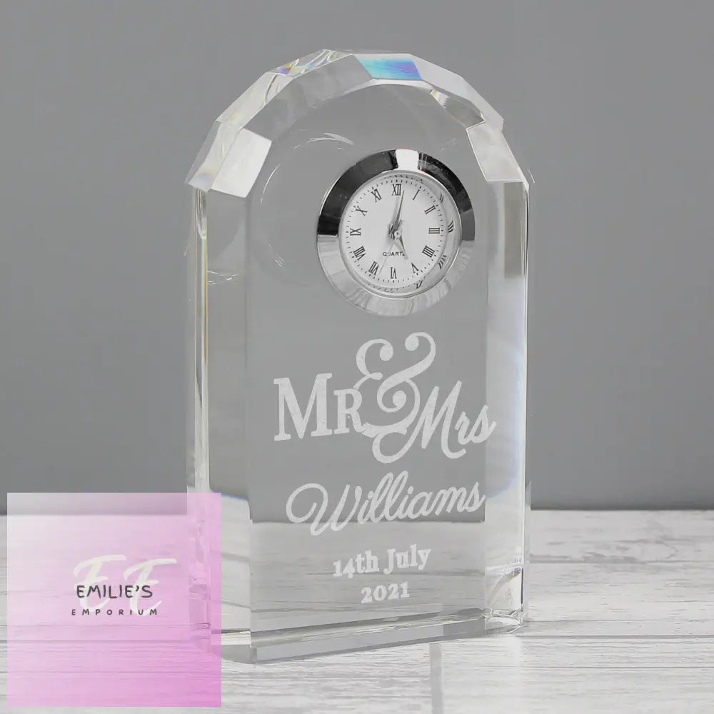 Personalised Mr & Mrs Crystal Clock