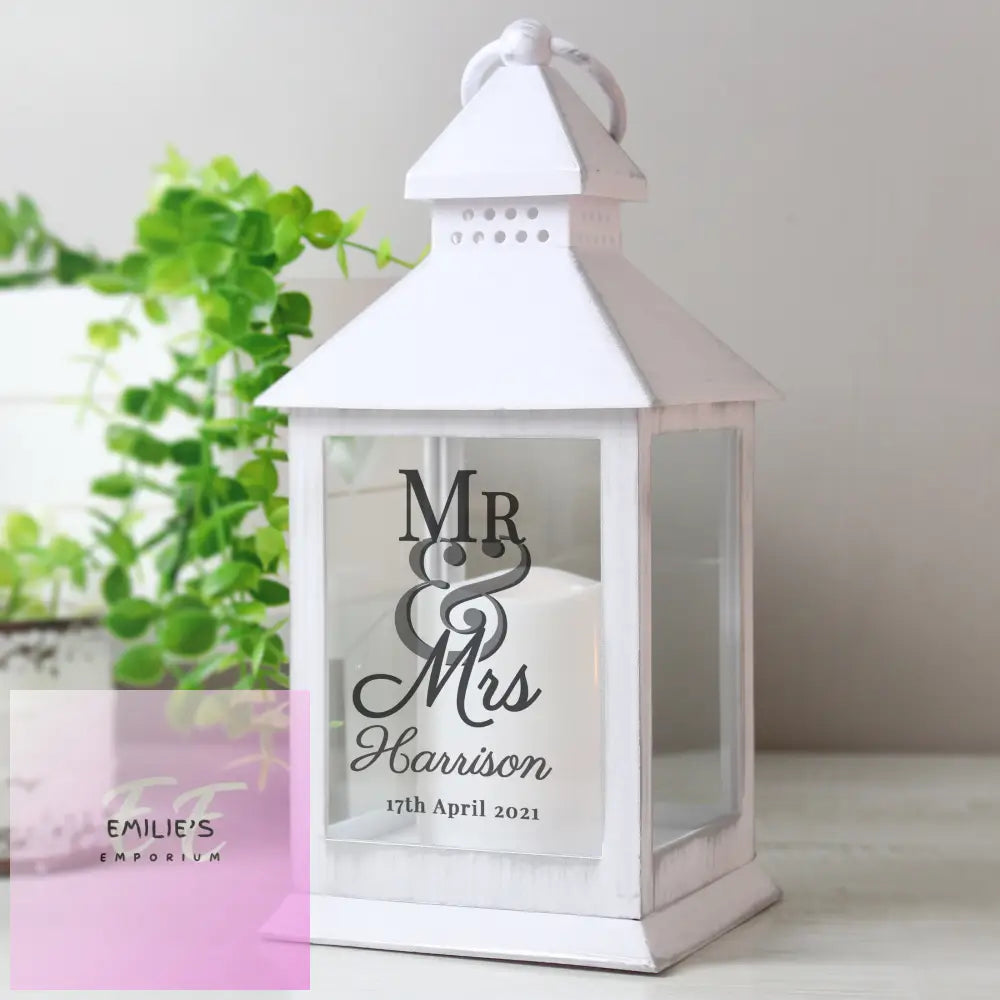 Personalised Mr & Mrs White Lantern