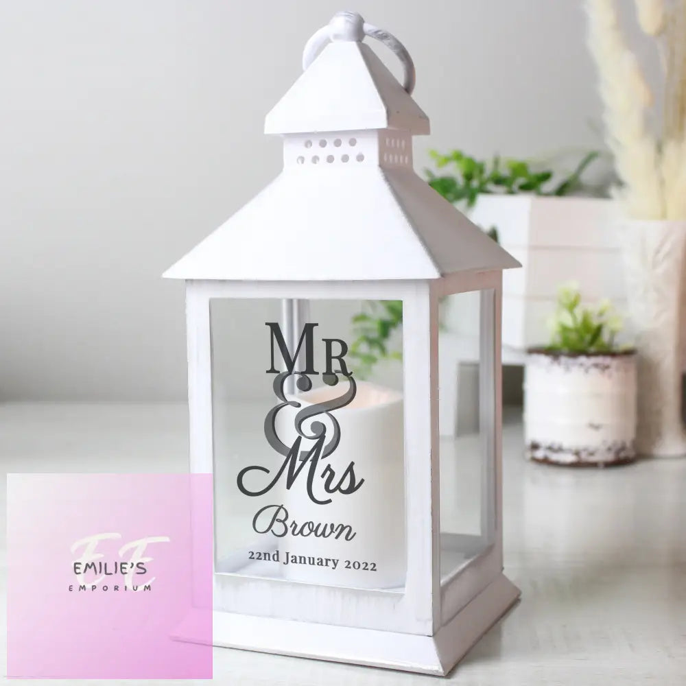 Personalised Mr & Mrs White Lantern