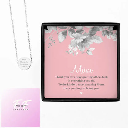 Personalised Mum Sentiment Silver Tone Necklace And Box