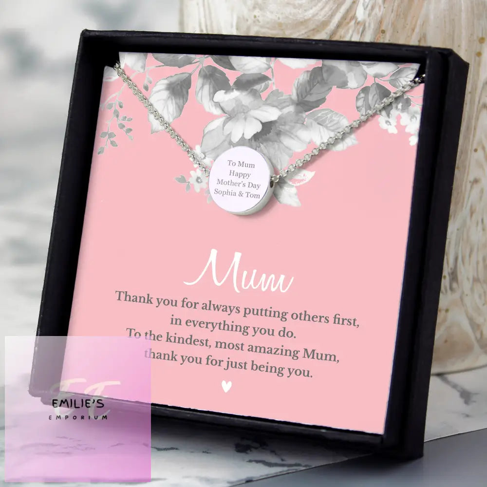 Personalised Mum Sentiment Silver Tone Necklace And Box