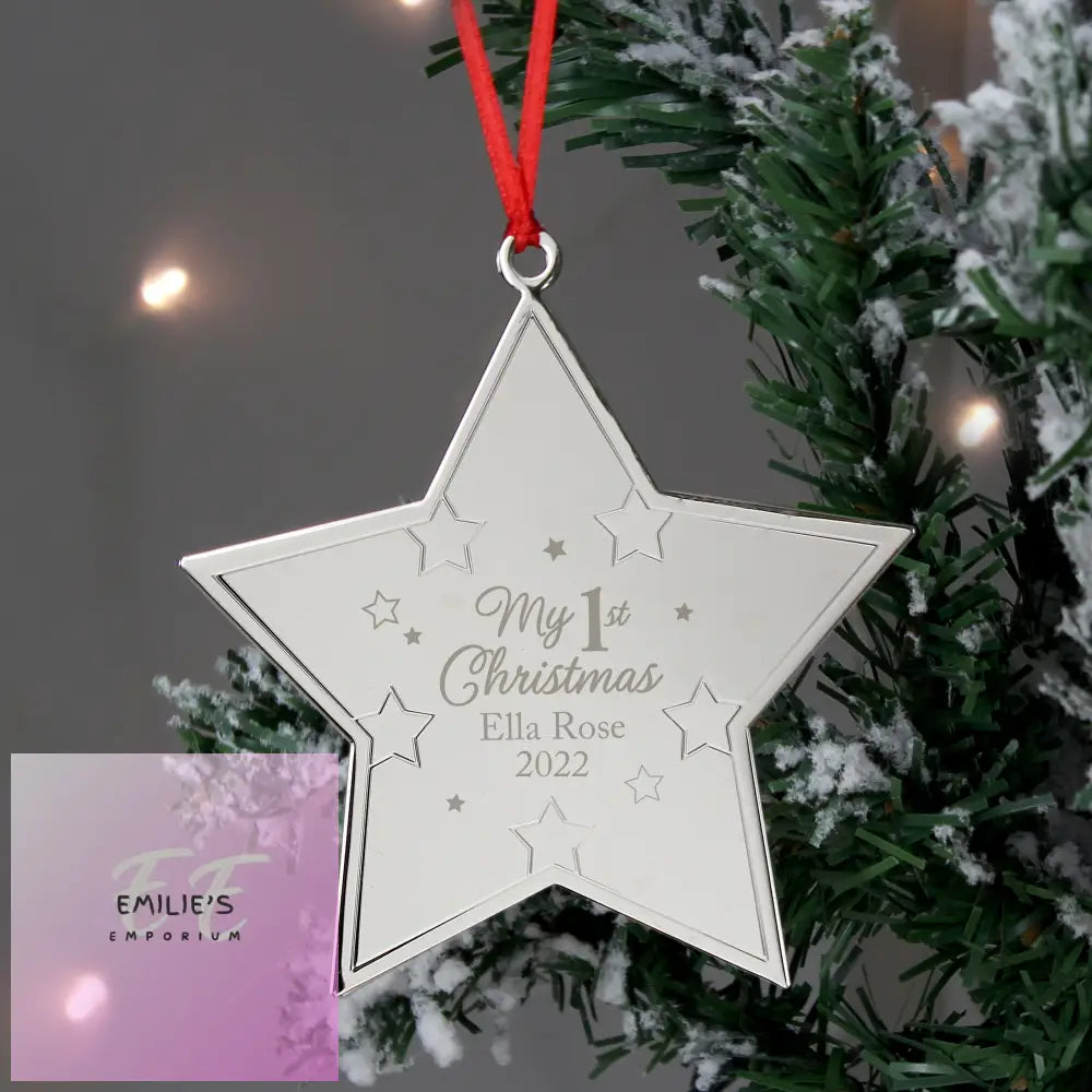 Personalised My 1St Christmas Star Metal Decoration