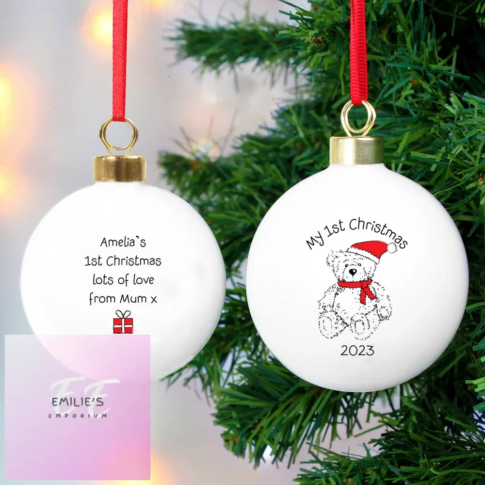 Personalised My 1St Xmas Teddy Bear Bauble