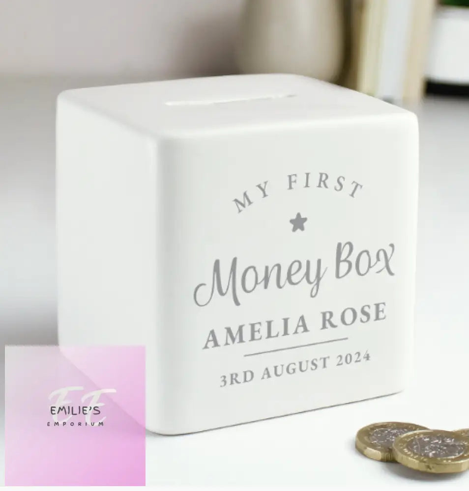 Personalised My First Ceramic Square Money Box