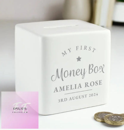 Personalised My First Ceramic Square Money Box