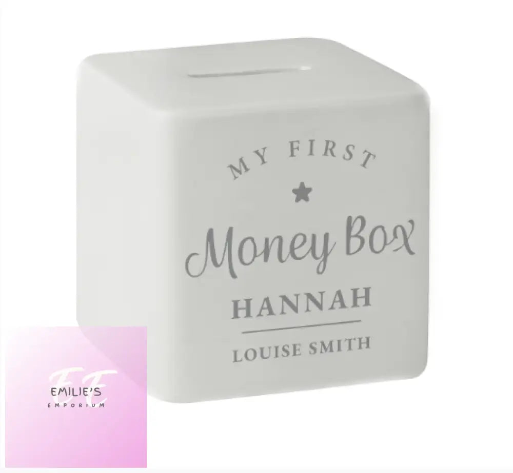 Personalised My First Ceramic Square Money Box