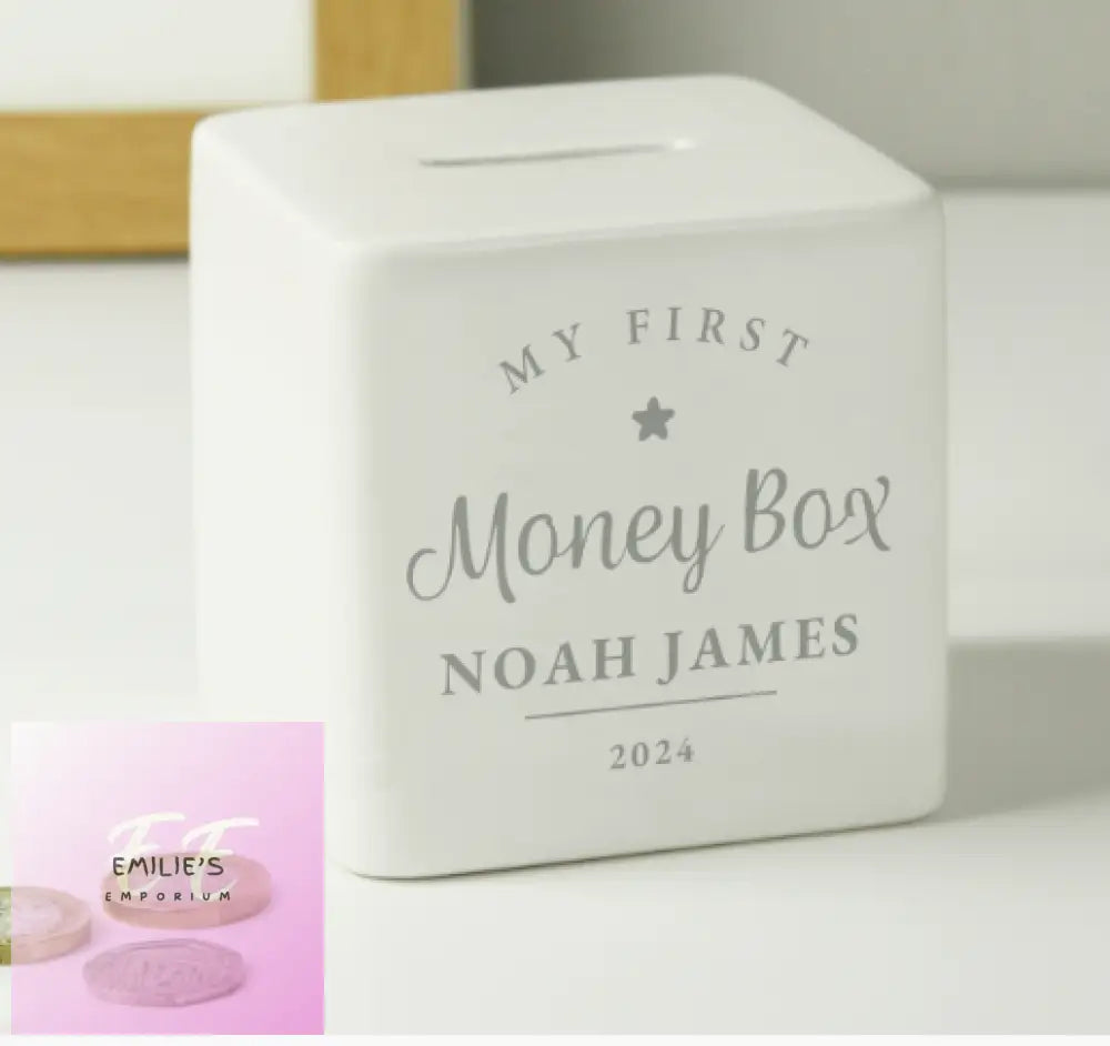 Personalised My First Ceramic Square Money Box