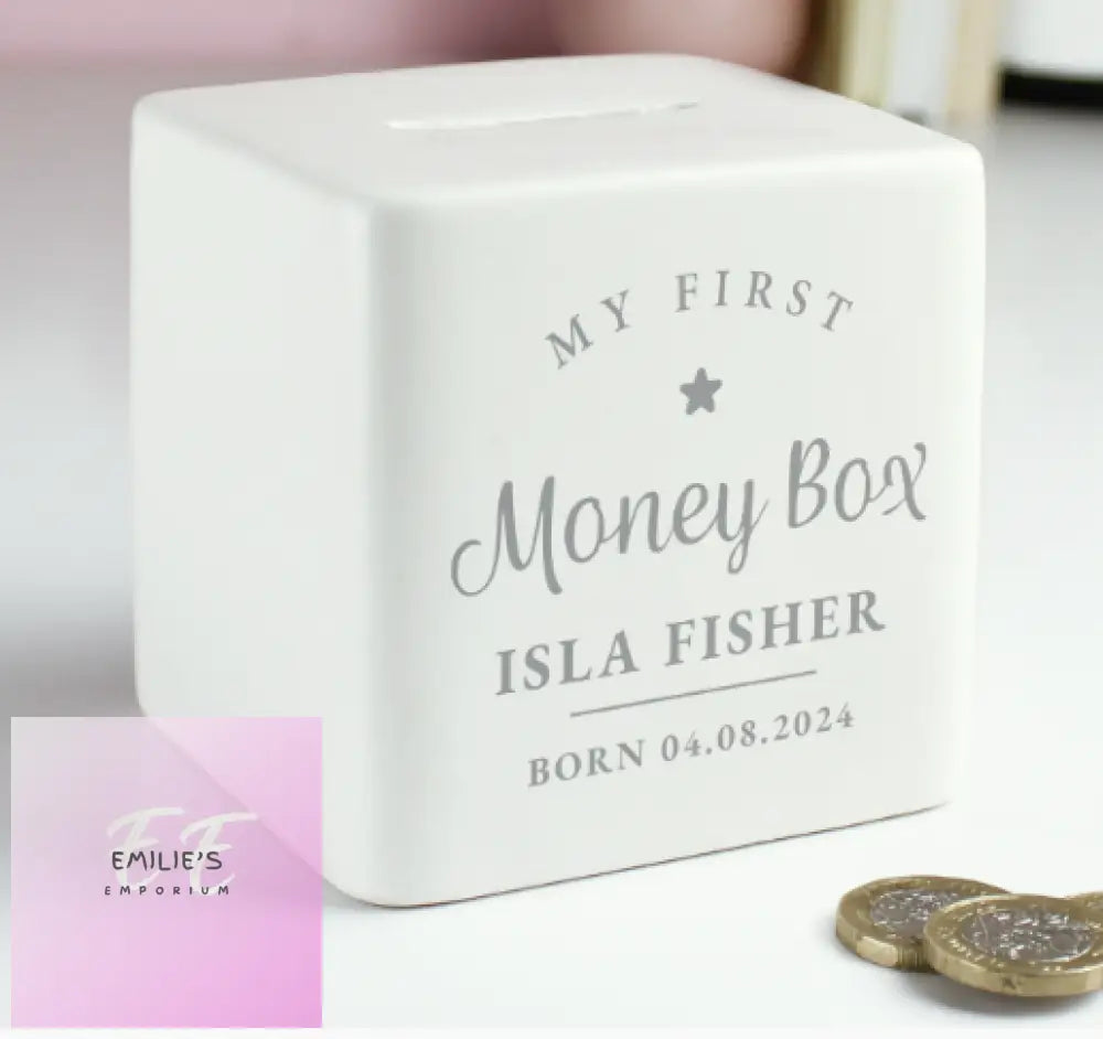 Personalised My First Ceramic Square Money Box