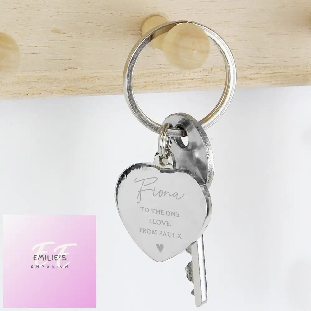 Personalised Name And Message Diamante Heart Keyring
