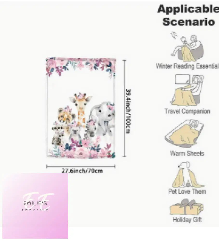 Personalised Name Blanket- Animal Design Choices Pink