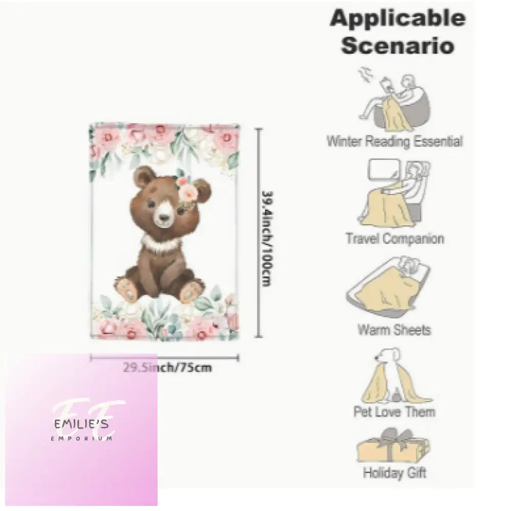 Personalised Name Blankets- Animal Design Choices Brown Bear