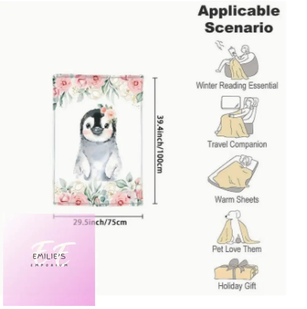 Personalised Name Blankets- Animal Design Choices Penguin