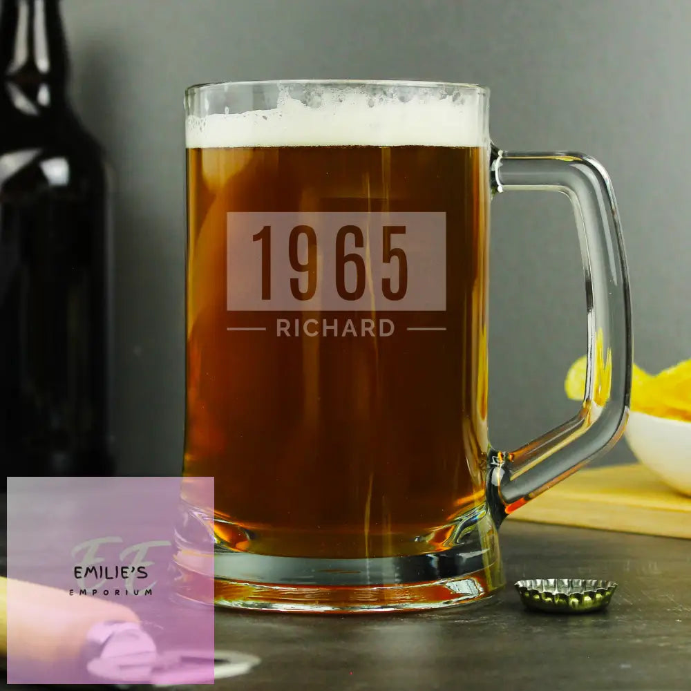 Personalised Name & Date Pint Stern Tankard