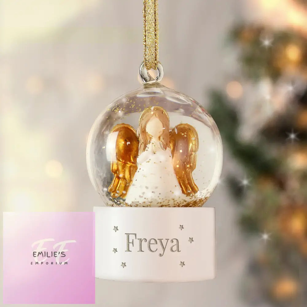 Personalised Name Only Angel Glitter Snow Globe Tree Decoration