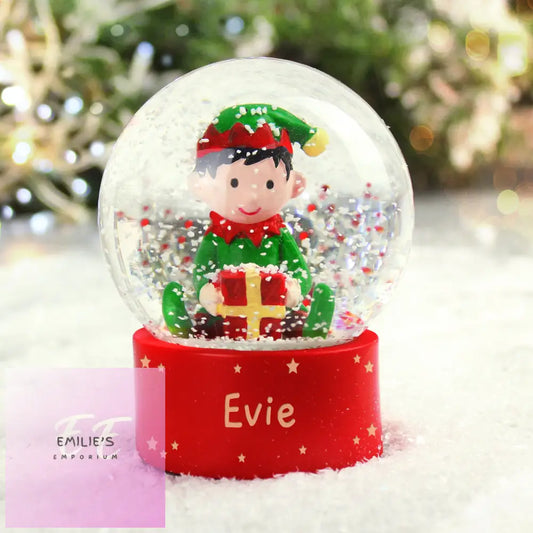 Personalised Name Only Elf Glitter Snow Globe