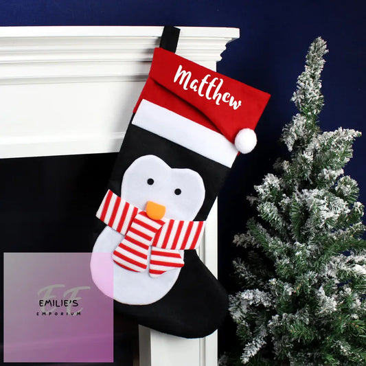 Personalised Name Only Penguin Christmas Stocking