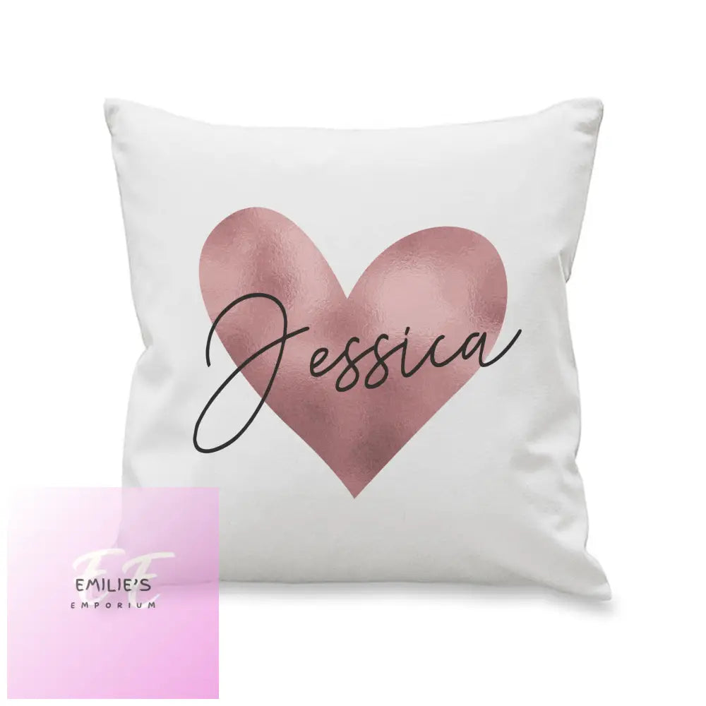 Personalised Name Only Rose Gold Heart Cushion