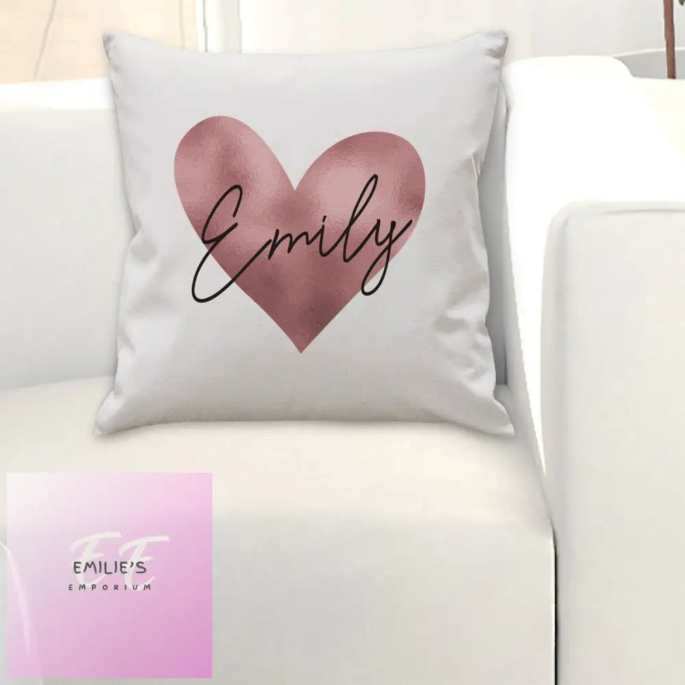 Personalised Name Only Rose Gold Heart Cushion