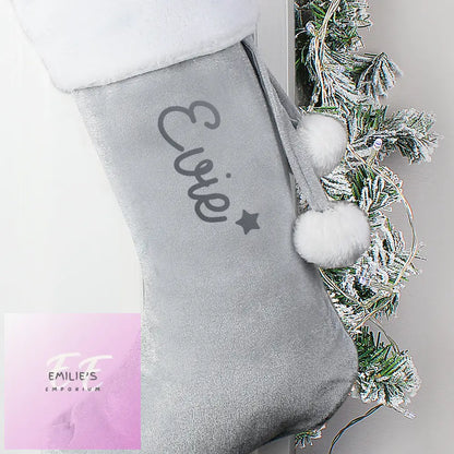 Personalised Name Only Silver Grey Stocking