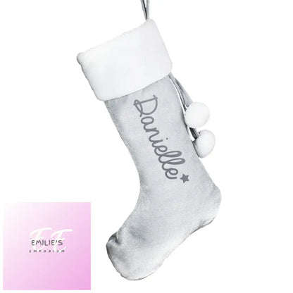 Personalised Name Only Silver Grey Stocking