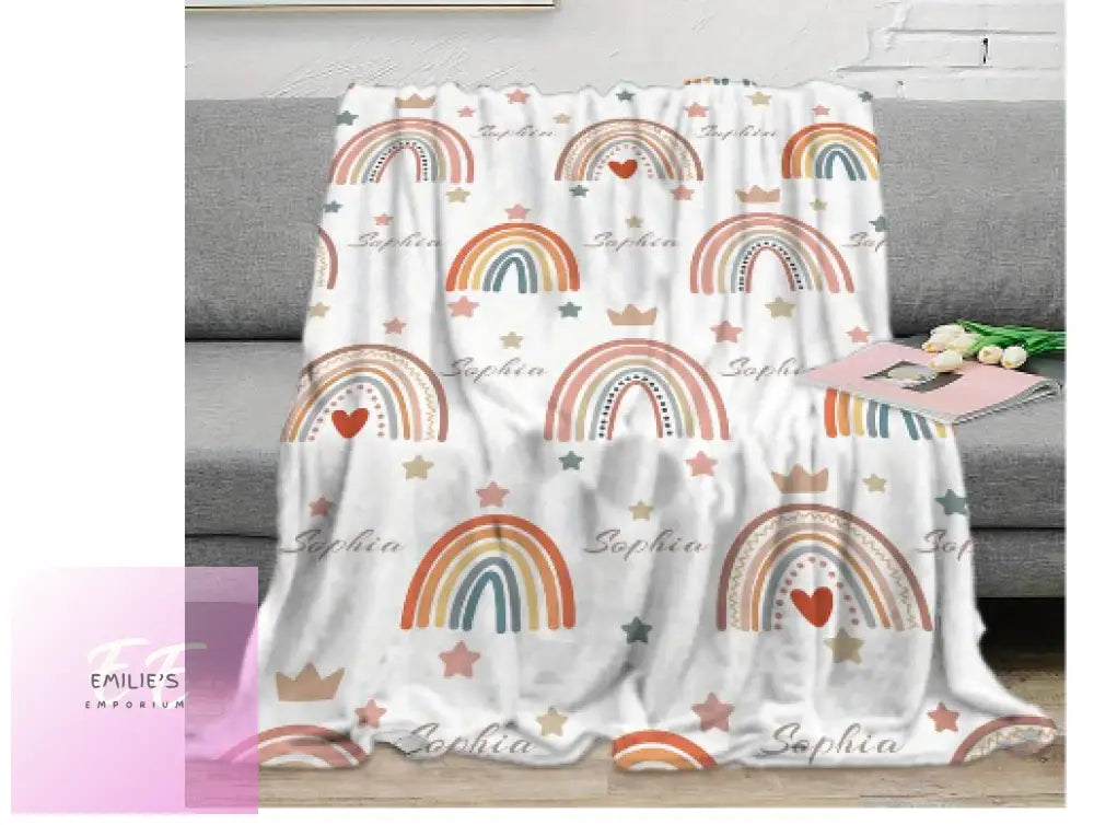 Personalised Name With Rainbows Blankets- Choices