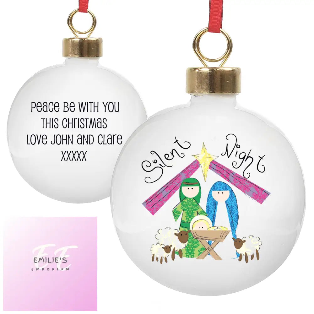 Personalised Nativity Silent Night Bauble