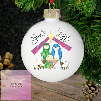 Personalised Nativity Silent Night Bauble