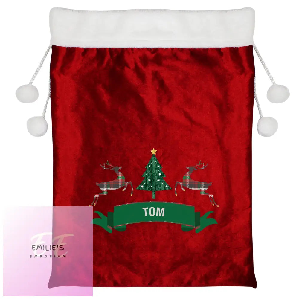 Personalised Nordic Christmas Luxury Pom Red Sack