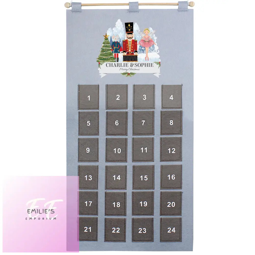 Personalised Nutcracker Advent Calendar In Silver Grey