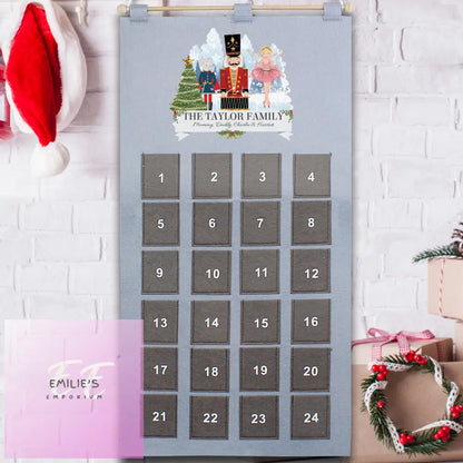 Personalised Nutcracker Advent Calendar In Silver Grey