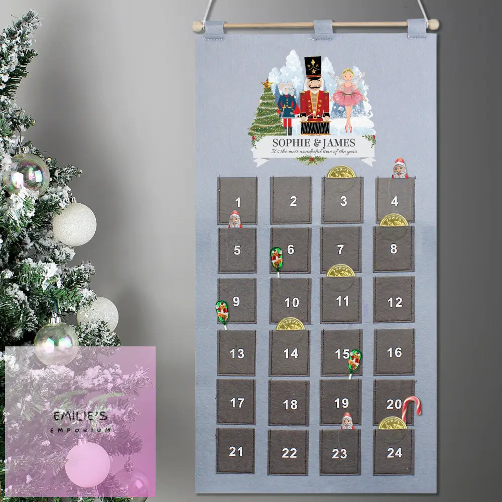 Personalised Nutcracker Advent Calendar In Silver Grey