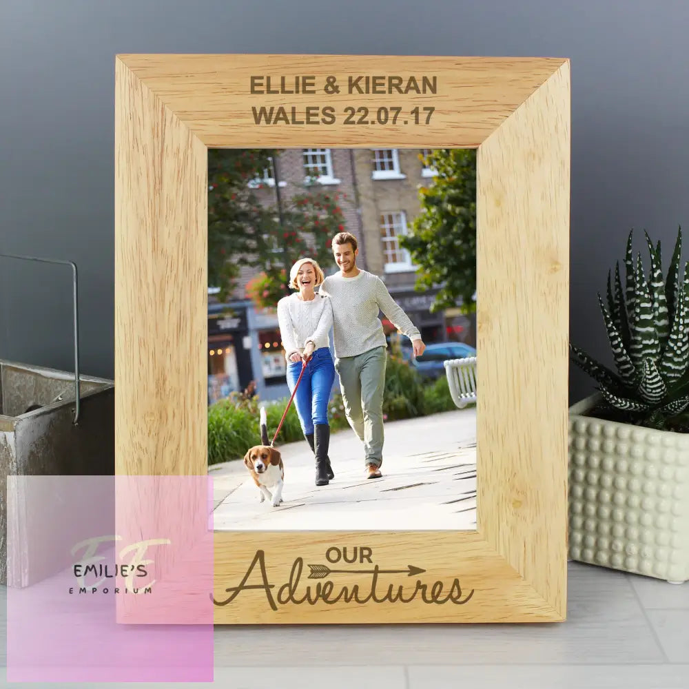 Personalised Our Adventures 5X7 Wooden Photo Frame