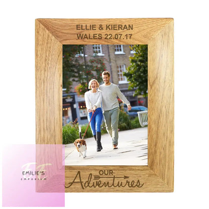 Personalised Our Adventures 5X7 Wooden Photo Frame