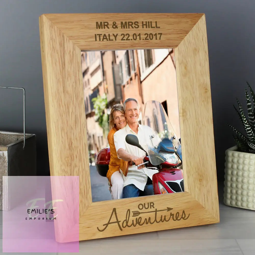 Personalised Our Adventures 5X7 Wooden Photo Frame