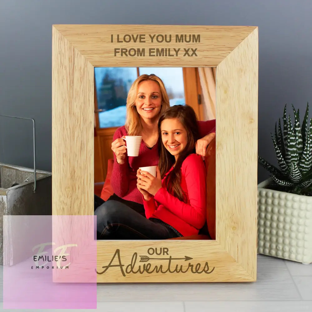 Personalised Our Adventures 5X7 Wooden Photo Frame