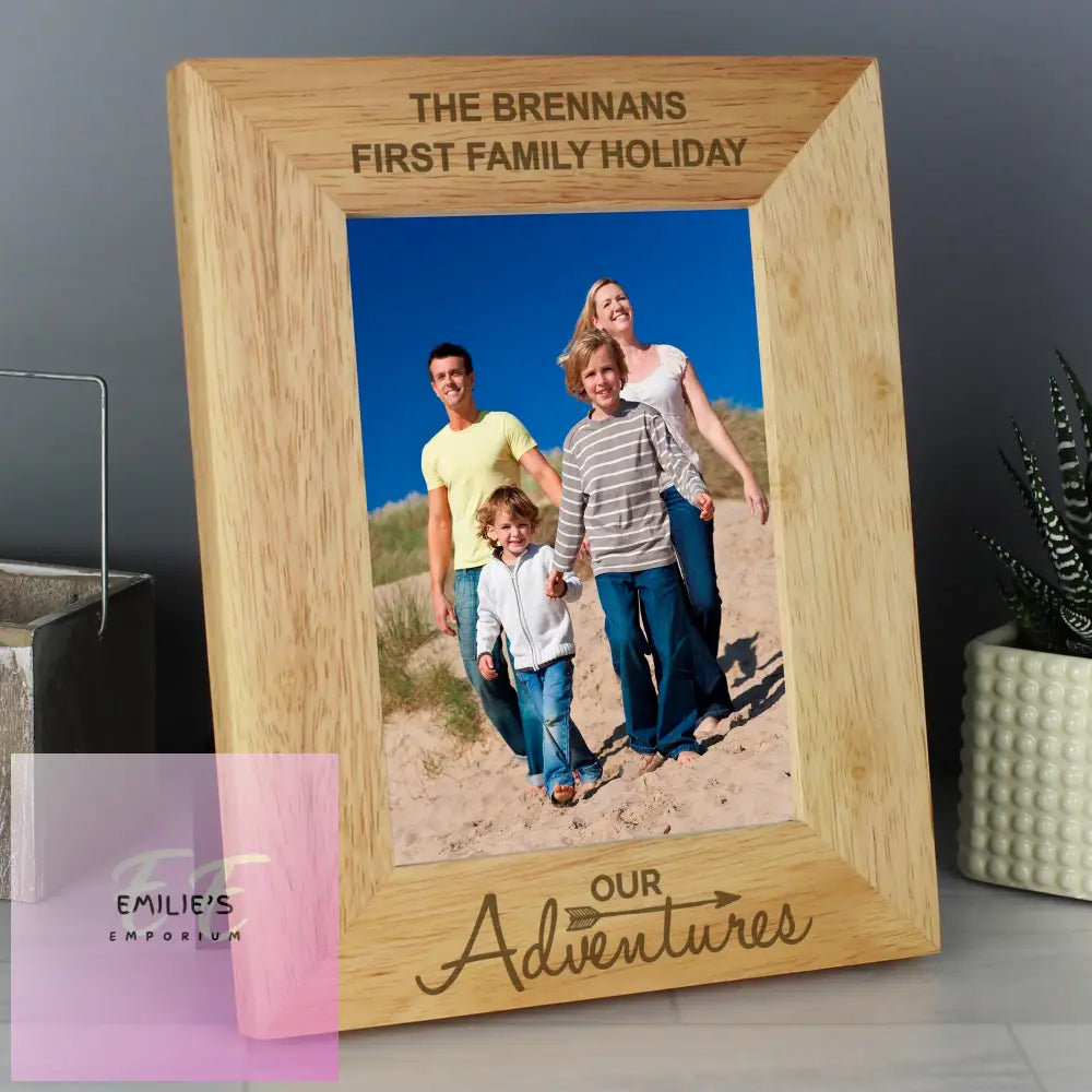 Personalised Our Adventures 5X7 Wooden Photo Frame