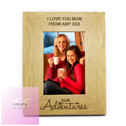 Personalised Our Adventures 6X4 Oak Finish Photo Frame