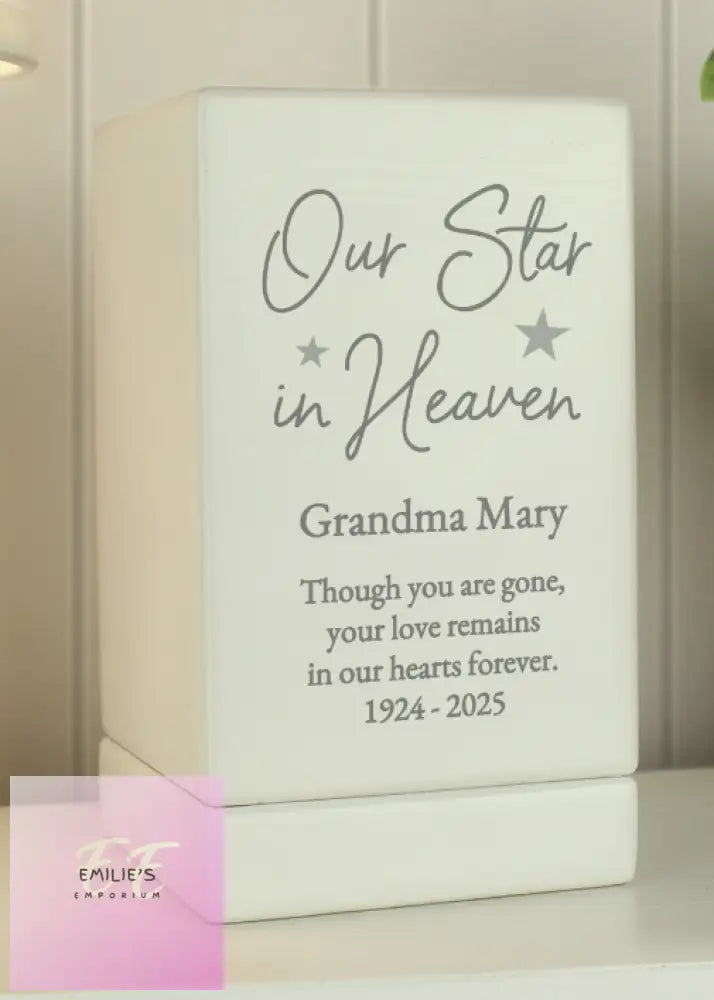 Personalised Our Star In Heaven Small Wooden Urn