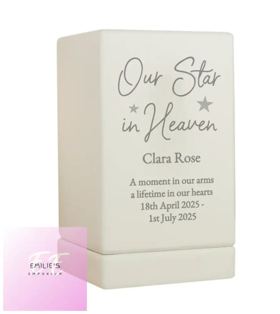 Personalised Our Star In Heaven Small Wooden Urn