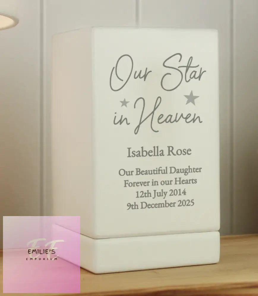 Personalised Our Star In Heaven Small Wooden Urn