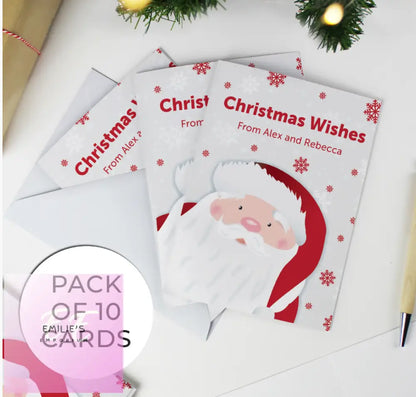 Personalised Pack Of 10 Christmas Cards - Santa