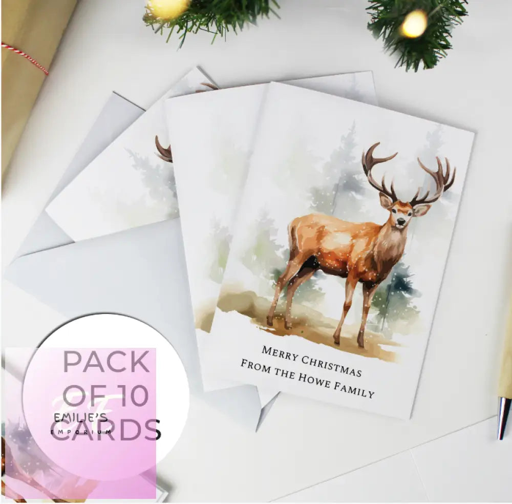 Personalised Pack Of 10 Christmas Cards - Stag