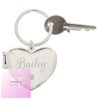 Personalised Paw Print Heart Photo Frame Keyring