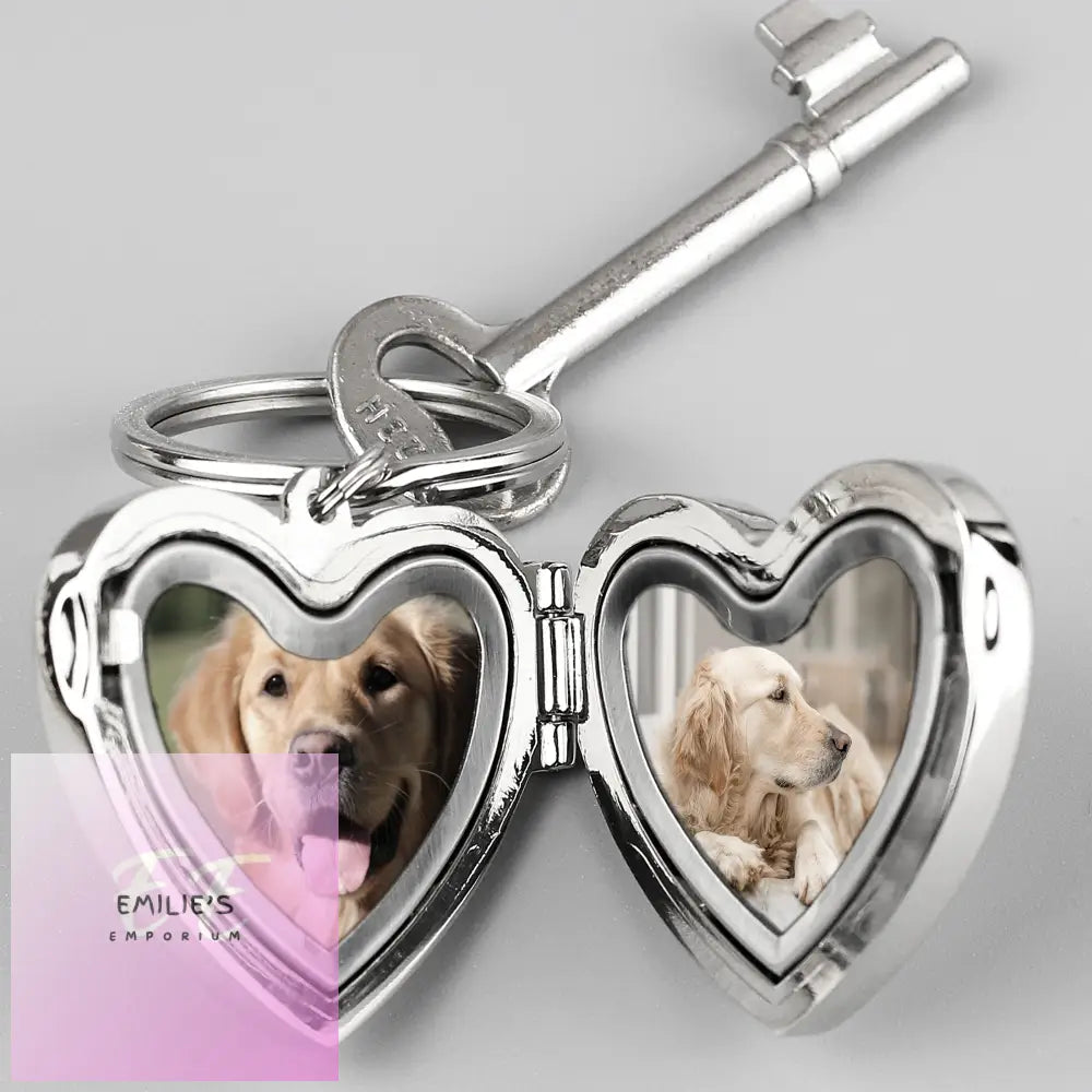 Personalised Paw Print Heart Photo Frame Keyring