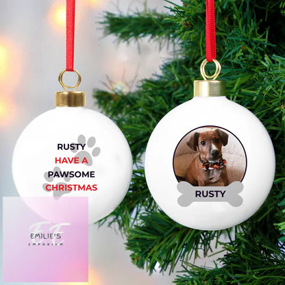 Personalised Pawsome Photo Upload Bauble