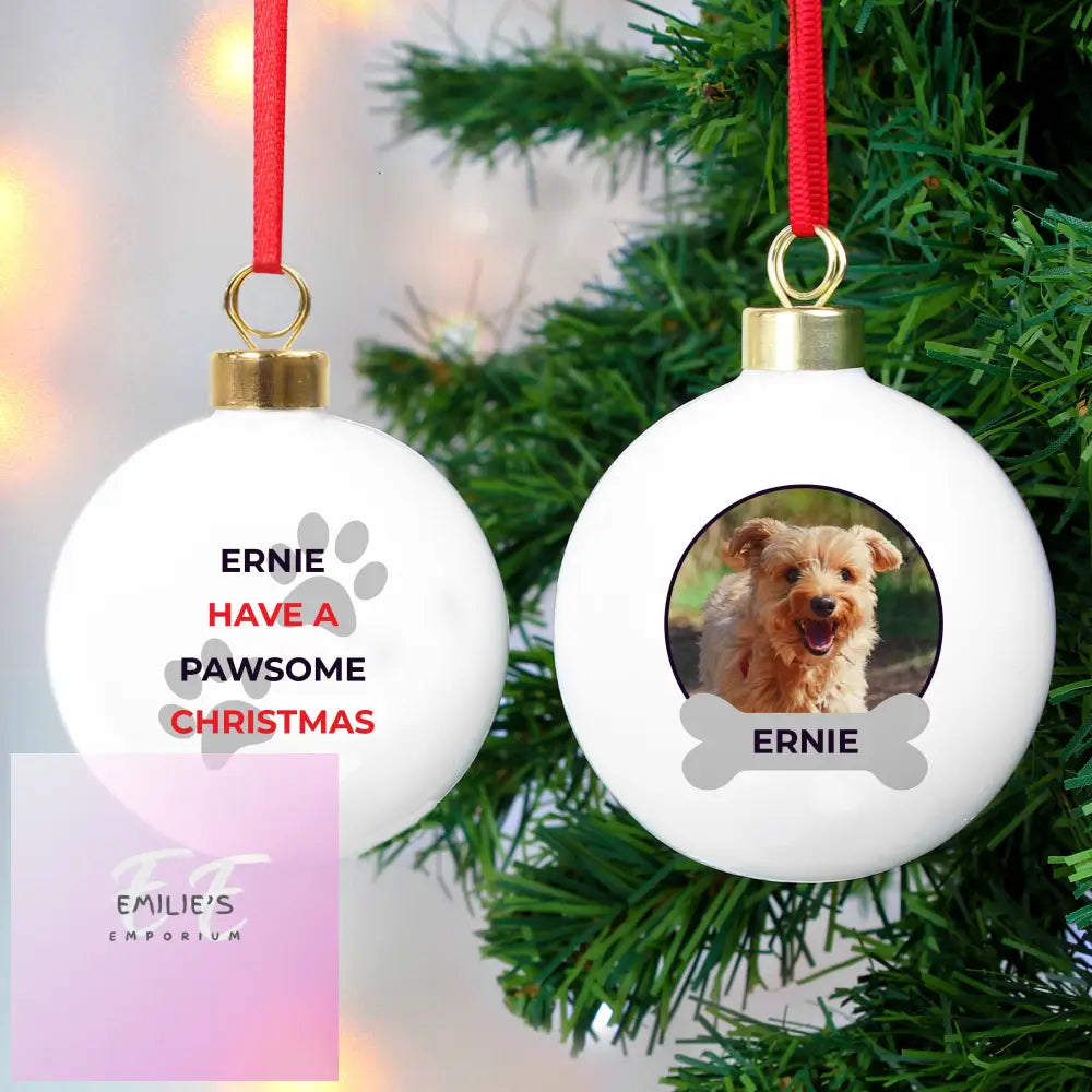 Personalised Pawsome Photo Upload Bauble