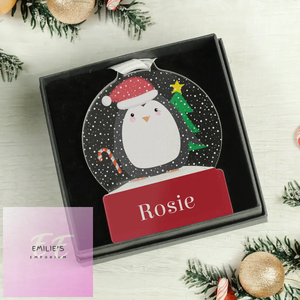 Personalised Penguin Acrylic Snowglobe Decoration