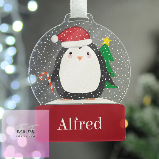 Personalised Penguin Acrylic Snowglobe Decoration