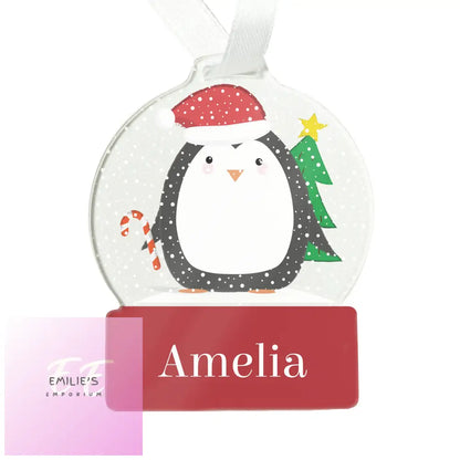 Personalised Penguin Acrylic Snowglobe Decoration